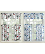 Bistro Valance &amp; Tiers Kitchen Cafe Curtain Set Black White Gray Red Or ... - £15.76 GBP