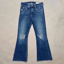 Rag &amp; Bone Howell Hills 10 Inch Distressed High Rise Crop Flare Jeans - Size 27 - £23.55 GBP