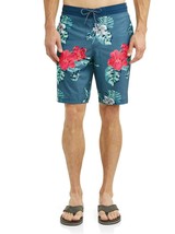 George Men&#39;s E Board Swim Trunks Shorts Size 3XL 48-50 Blue Floral 9&quot; Inseam - £13.39 GBP
