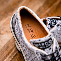 Hand painted genuine ostrich quill Sneaker Shoes Scanno Newspaper gray image 13