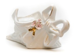 Vintage Capodimonte Ceramic Porcelain Trinket Dish White with Gold Trim - £19.09 GBP