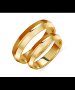 4.5mm Wedding Band Set-Matte Gold Rings-Minimalist Bands-Wedding Bands Pair - €662,78 EUR+