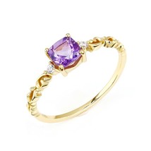 Vingtage Square Natural Amethyst Ring For Women Gemstone Ring 925 Sterling Silve - £24.45 GBP