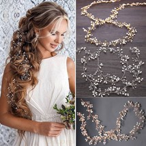 Long Silver Bridal Hair Vine, Bridal Hair Jewelry, Wedding Hair Accessory 100cm - £23.94 GBP