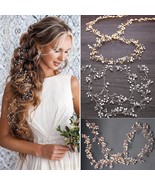 Long Silver Bridal Hair Vine, Bridal Hair Jewelry, Wedding Hair Accessor... - $569.25 MXN