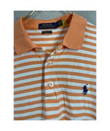 Polo Ralph Lauren Men&#39;s Orange White Polo Shirt Classic Fit Striped Size... - €17,08 EUR