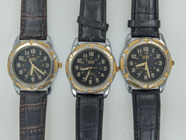 Lot of 3 Lorus Men&#39;s Quartz Watches V515-6C40 Leather Band Vintage 1990s AS IS - £30.86 GBP
