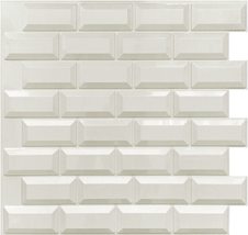 Dundee Deco GRAZTP10025491 White Faux Brick PVC 3D Wall Panel, 2 ft X 1.8 ft (60 - £7.88 GBP+