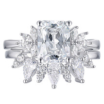 Multi Shape Engagement Ring Set for Women Solid 925 Sterling Silver AAAAA Cubia  - £56.23 GBP
