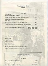 The Jockey Club Menu Washington DC 1990&#39;s - £44.99 GBP
