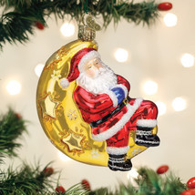 OLD WORLD CHRISTMAS MOONLIGHT SANTA GLASS CHRISTMAS ORNAMENT 40332 - $22.88