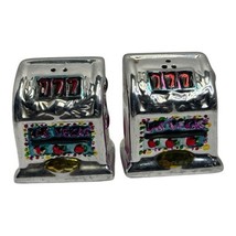 Vintage Ceramic Las Vegas Slot Machine  Salt &amp; Pepper Shakers Metallic R... - $12.00