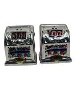 Vintage Ceramic Las Vegas Slot Machine  Salt &amp; Pepper Shakers Metallic R... - €10,28 EUR