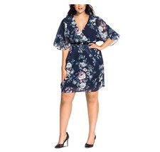 City Chic Womens Plus XL/22 Mysterious Floral Print Belted Wrap Dress NW... - £38.70 GBP