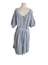 Free Assembly Womens Dress Size 3XL Blue White Waist Time Cotton Puff Sl... - $24.75