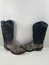 Old West Snake Print/Black Leather Round Toe Pull On Western Boots Men’s 11 EE - £109.57 GBP