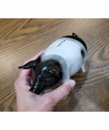 Vintage Genuine Otagiri Handpainted Piggy Bank Black White Pig Ceramic 7&quot;  - $35.11 CAD