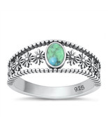 Turquoise flower sterling silver ring - $16.82