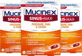 Mucinex Sinus-Max Maximum Strength Pressure- Pain &amp; Cough- Sinus Symptom Relief- - £57.54 GBP