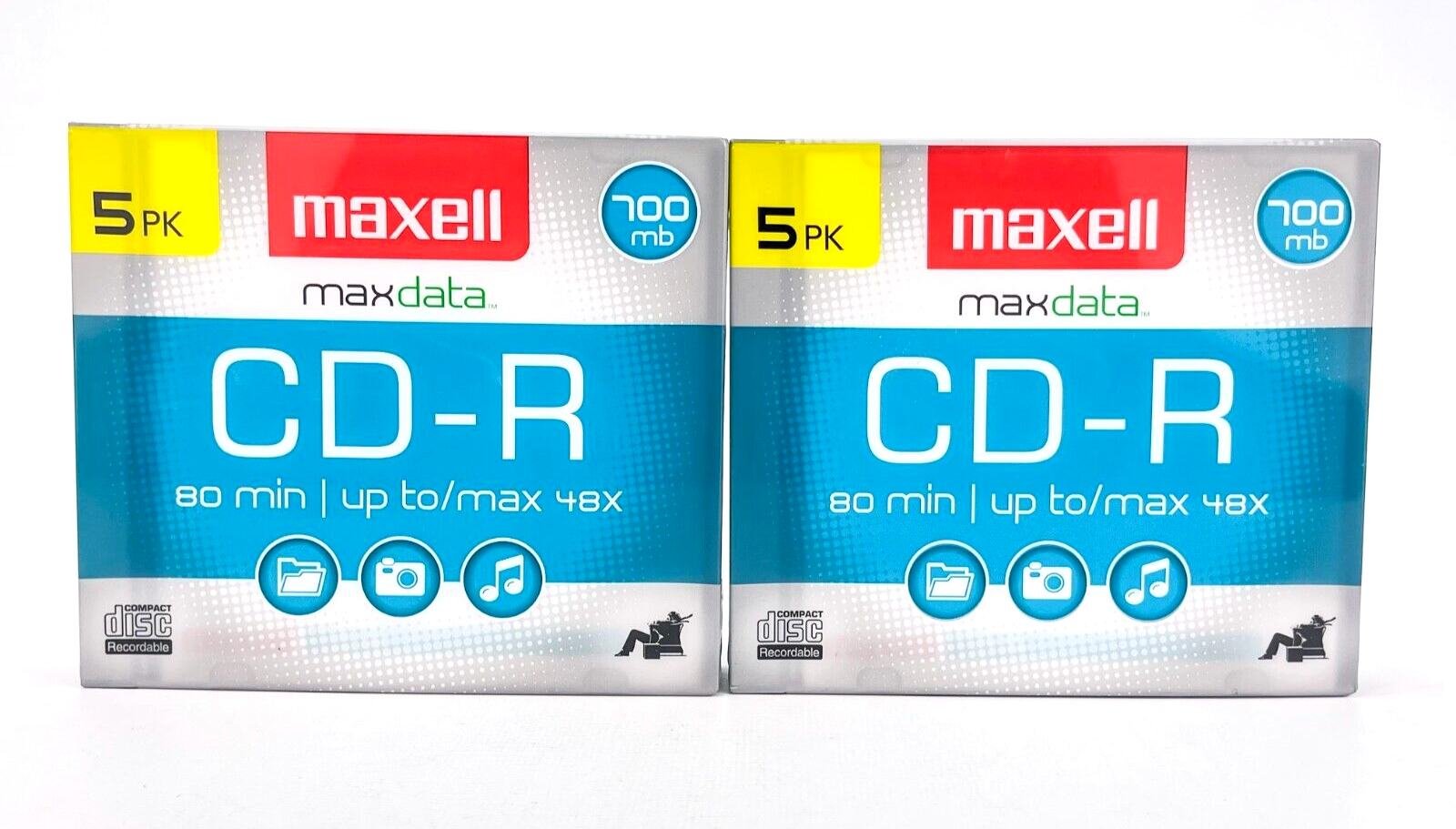CD-R Maxell 5 Pack Blank Audio Music Data Recordable 80min 700MB Disc Slim Jewel - $21.24
