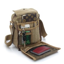 Men Canvas Messenger Bag Zipper Closure Multi Pocket Male Crossbody Pouc... - £23.47 GBP