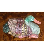 Vintage Large 11&quot; Hand Carved &amp; Painted Wooden Duck Folk Art Rustic Home... - £75.49 GBP