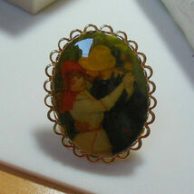 Vintage Gold-tone Ceramic Man/Woman Dancing Scarf Holder - $18.99