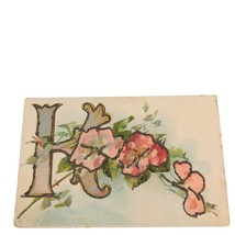 Postcard K Floral Pink Flowers Glitter Divided Back German Unposted - $14.15