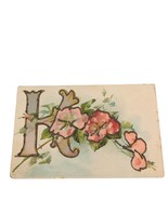 Postcard K Floral Pink Flowers Glitter Divided Back German Unposted - £11.17 GBP