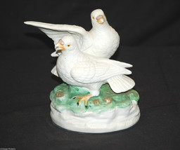 Vintage Bisque Doves Pigeons Figurine Mantel Shelf Wedding Table Centerp... - £15.57 GBP