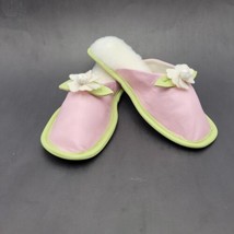 Vtg Amy Jo Gladstone Pink &amp; Green Slide Slippers Size M Leather - £36.56 GBP