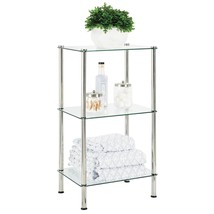 mDesign Metal/Glass 3-Tier Storage Tower, Narrow Shelving Display Unit, Open Gla - £71.93 GBP