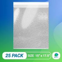 25 Clear Bubble Out Bags 15 x 17.5 Padded Cushioned Pouches - £31.60 GBP