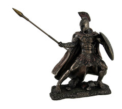 Scratch &amp; Dent Hector Trojan War Fighter Bronze Finish Statue with Shiel... - £38.93 GBP