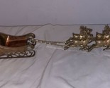 Mid Century Brass 4 Reindeer with Santa Sleigh Christmas Centerpiece Vin... - $39.99