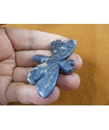 Y-DRAG-702 Blue gray sodalite DRAGONFLY fly FIGURINE gemstone love drago... - $23.36