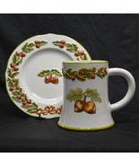 Plate and Large Pitcher Mug Acorn and Oak Leaf Thanksgiving Fall Festive... - £24.03 GBP
