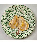 Vintage Italian Majolica Yellow Pears Plate 8&quot;D Hand Painted Green 1960s... - £20.55 GBP