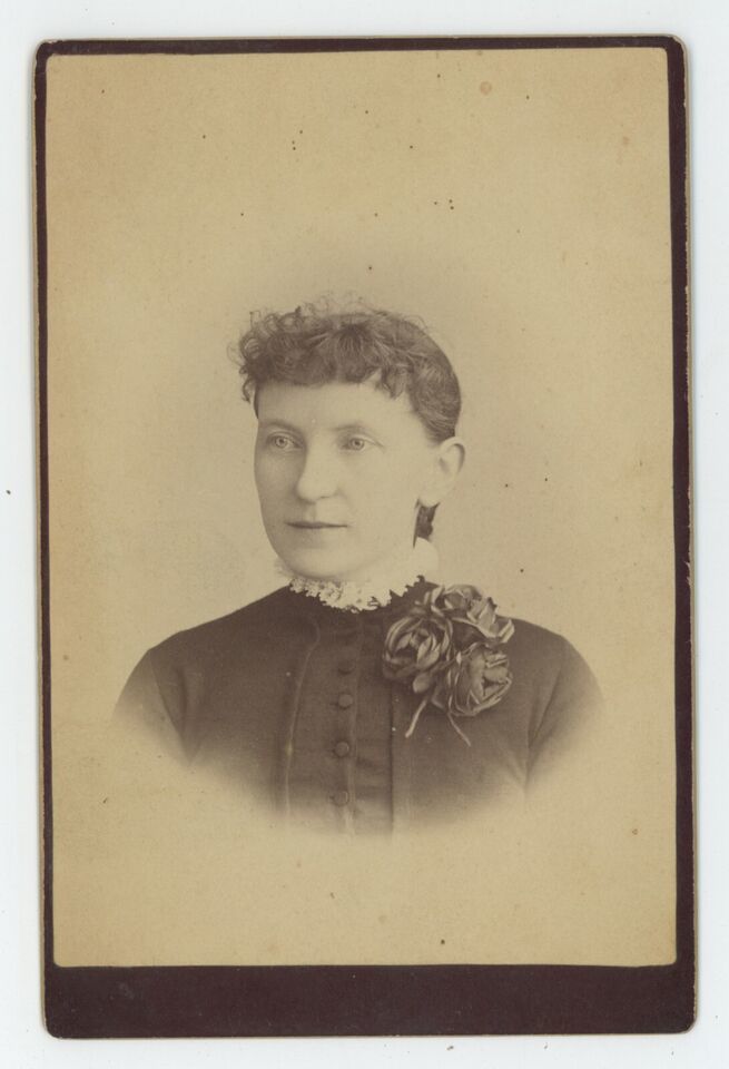 Primary image for Antique c1880s Cabinet Card Lovely Woman In Victorian Era Dress With Flowers