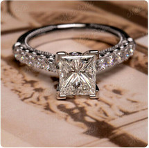 2Ct Princess Cut VVS1/D Diamond 14K White Gold Finish Solitaire Engagement Ring - £70.49 GBP