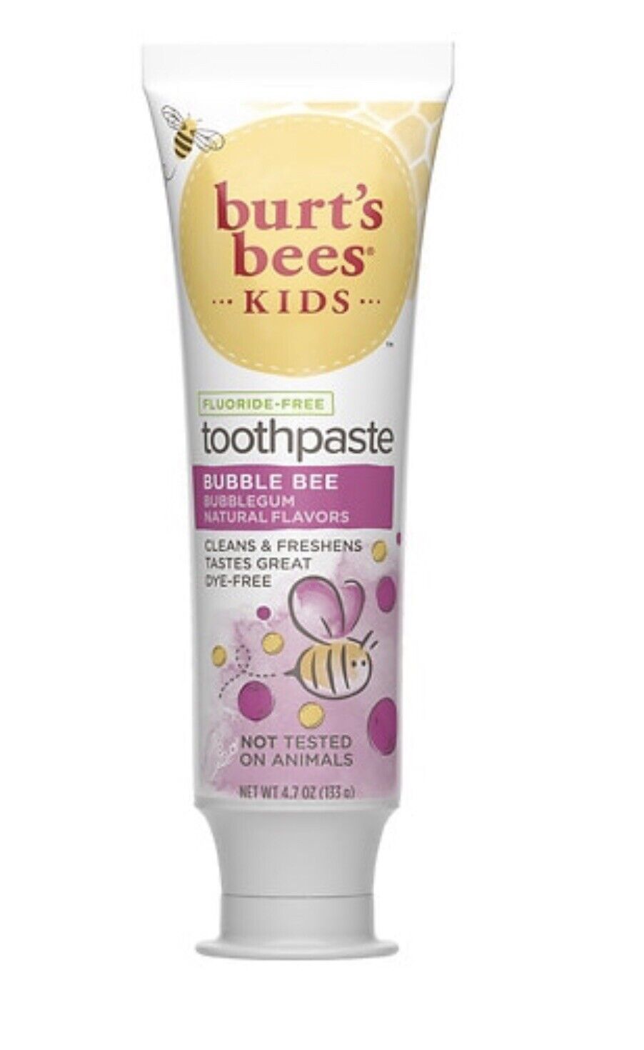 Burt's Bees Kids Toothpaste Fluoride-Free, Bubble Bee Natural Flavor, 4.7 OZ - $4.95