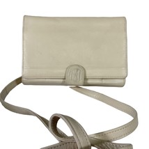 Anne Klein II Mini Crossbody Bag Ivory Leather Credit Cards Zipper Pockets - £11.07 GBP