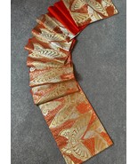 Luxury Japanese Kimono Fabric pure Silk Sash Belt,Orange x Gold Gold Thr... - $2,311.00 MXN