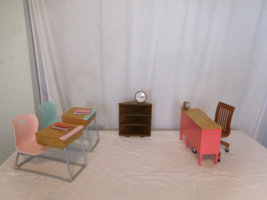 Our Generation Doll School Desk Teacher Student Pink Teal Chair Set Lot ... - £18.26 GBP