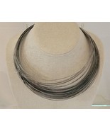 Vintage Silvertone Wire 15&quot; Choker Collar Necklace Costume Jewelry - £7.01 GBP