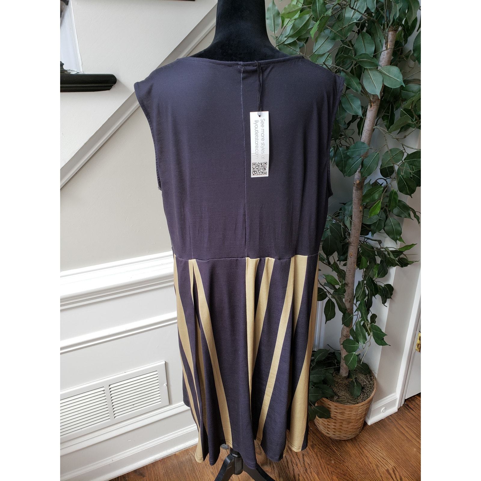 Lily by Firmiana Knee Length Sheath Dress Womens 2XL Black Pleated Sleeveless   Item image 4