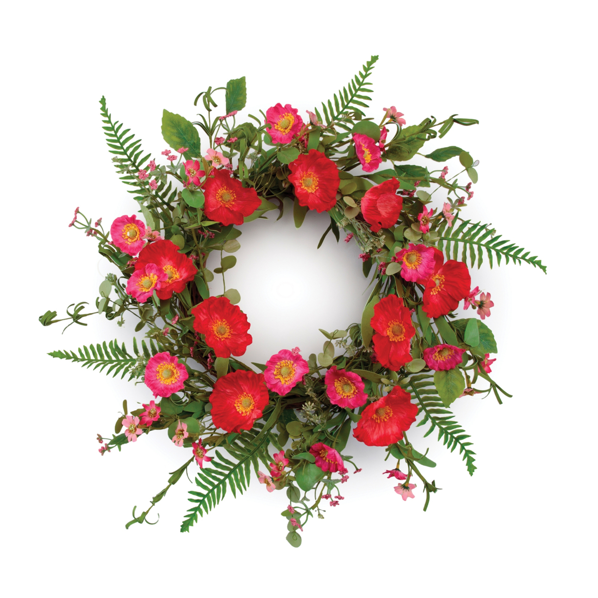 Mixed Poppy Floral Wreath 22&quot;D - $76.93