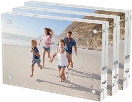 4x6 Acrylic Picture Frames 3 Pack 20 Thicker Block Clear Picture Frames Freestan - £38.51 GBP
