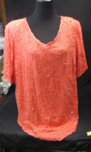 Roaman&#39;s beaded sequin coral  blouse - $29.19