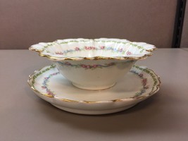 Gda France Ch Field Haviland Limoges Gravy Bowl Floral Gilt Edging - £31.64 GBP